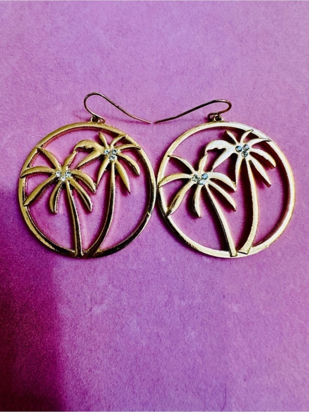 Gold Palm Tree Dangle Earrings